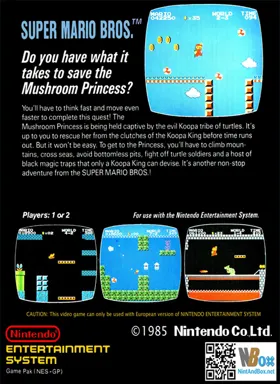 Super Mario Bros. (Europe) box cover back